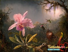 Martin Johnson Heade - Cattleya Orchid and Three Brazilian Hummingbirds